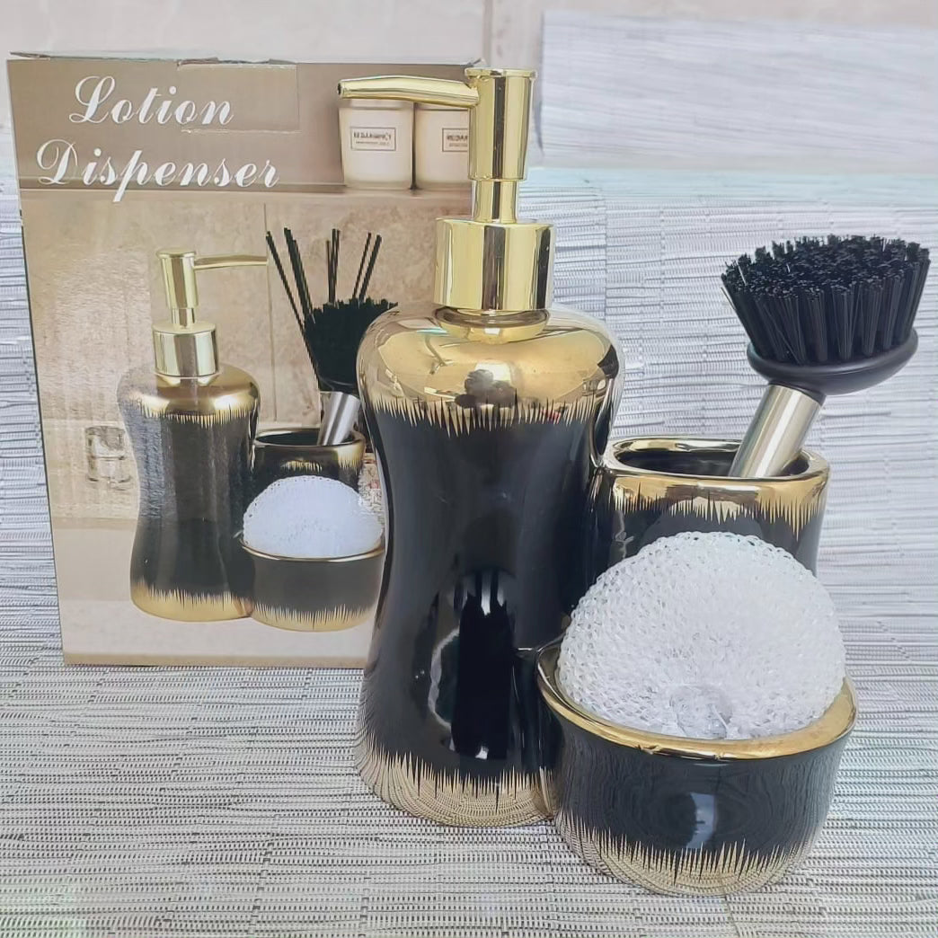 Distributeur de savon avec support pour pinceaux de maquillage