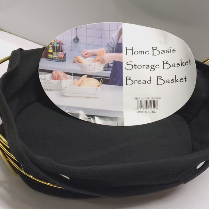 Panier de rangement en tissu noir avec cadre en or
