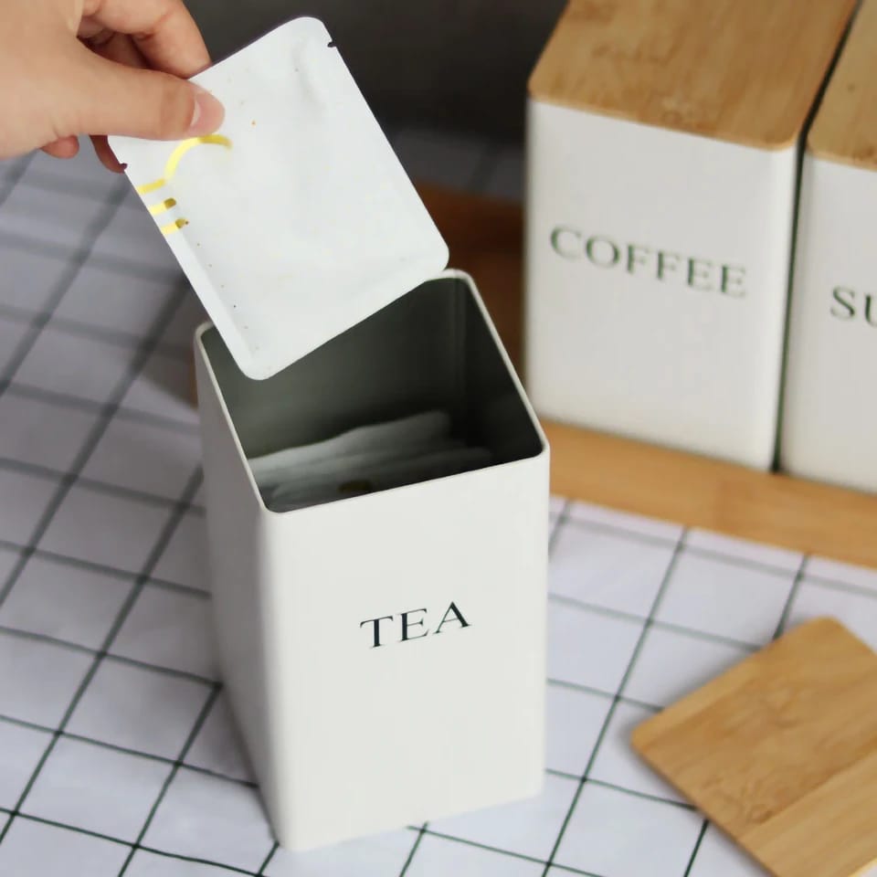 Ensemble de 3 bocaux à café, sucre et thé