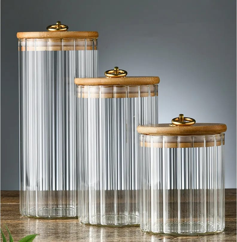 Ensemble de 3 contenants de stockage en verre