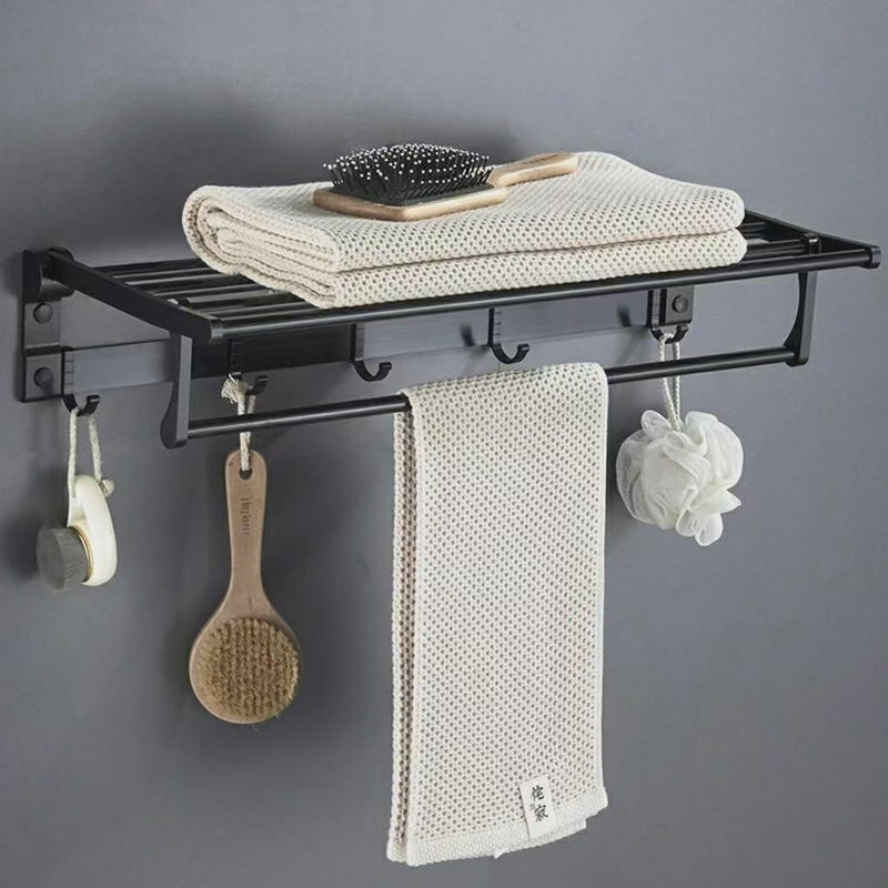Support de Serviette de Salle de Bain Métallique Noir 50 cm