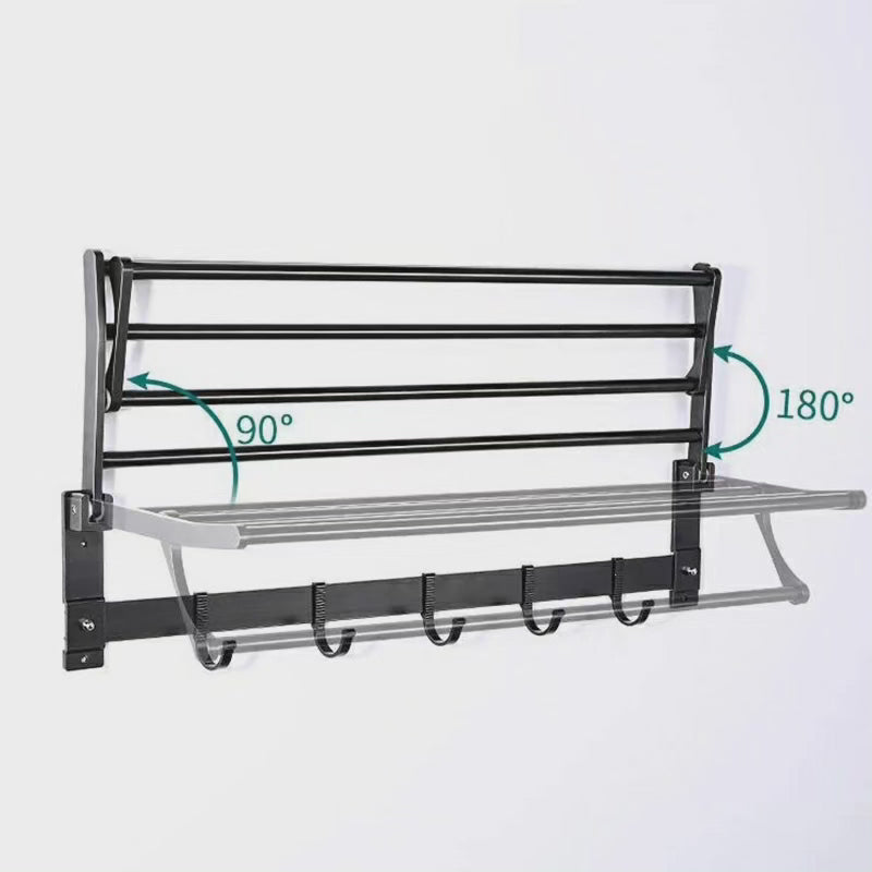 Support de Serviette de Salle de Bain Métallique Noir 50 cm