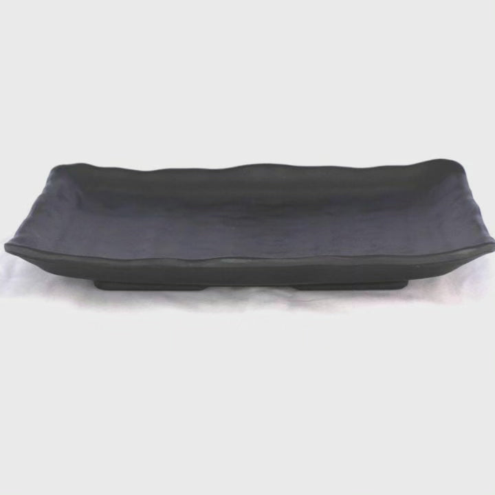 Assiette Rectangle Noire en Pierre