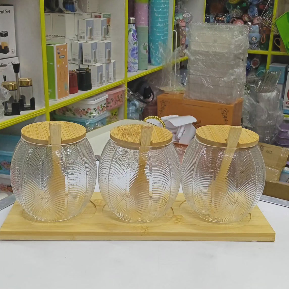 Set de bocaux en verre de 3 pièces