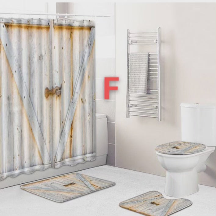 Ensemble de rideau de douche 4 pièces avec tapis