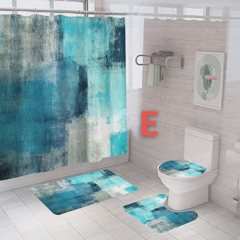 Ensemble de rideau de douche 4 pièces avec tapis