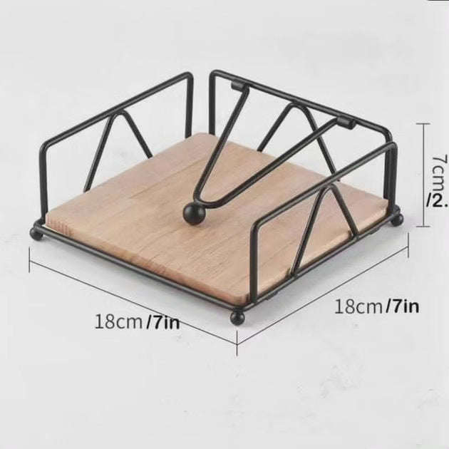 Support de serviette métallique avec base en bambou