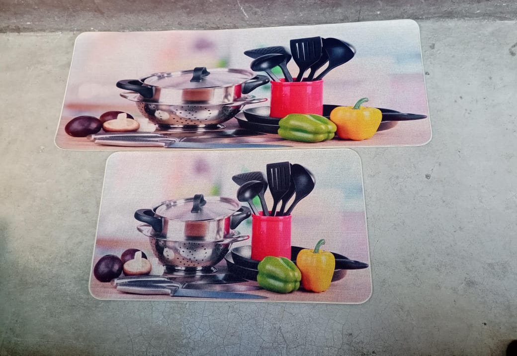2 en 1 Tapis en caoutchouc de cuisine antidérapants