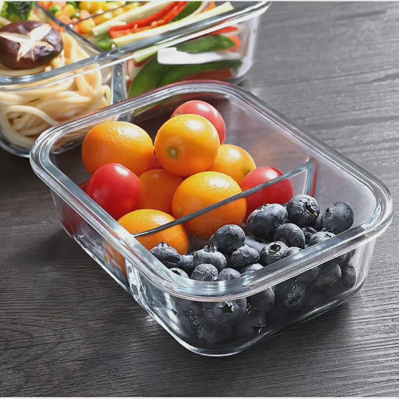 Boîte à lunch partitionnée en verre borosilicate