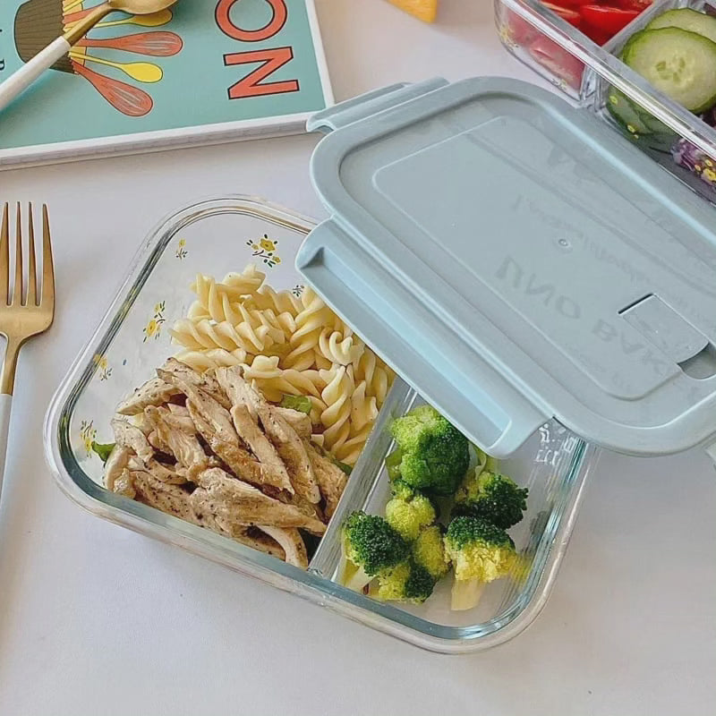 Boîte à lunch partitionnée en verre borosilicate