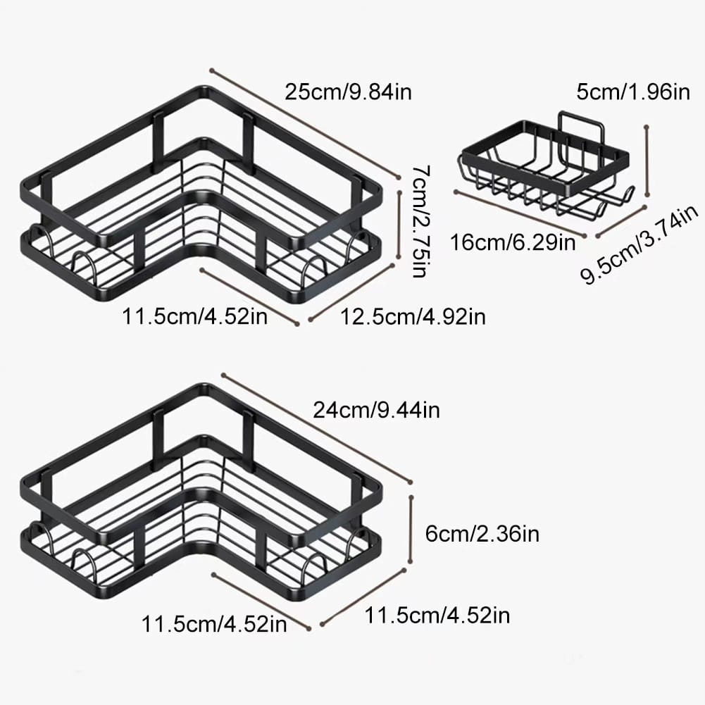Set de 3 pièces Étagère de Douche