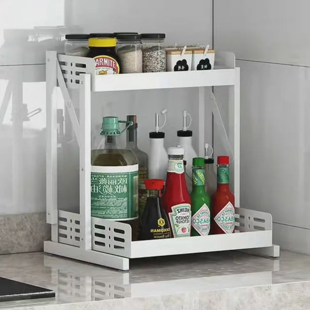 Étagère à épices de cuisine pliante multifonctionnelle à 2 niveaux