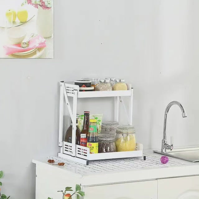 Étagère à épices de cuisine pliante multifonctionnelle à 2 niveaux