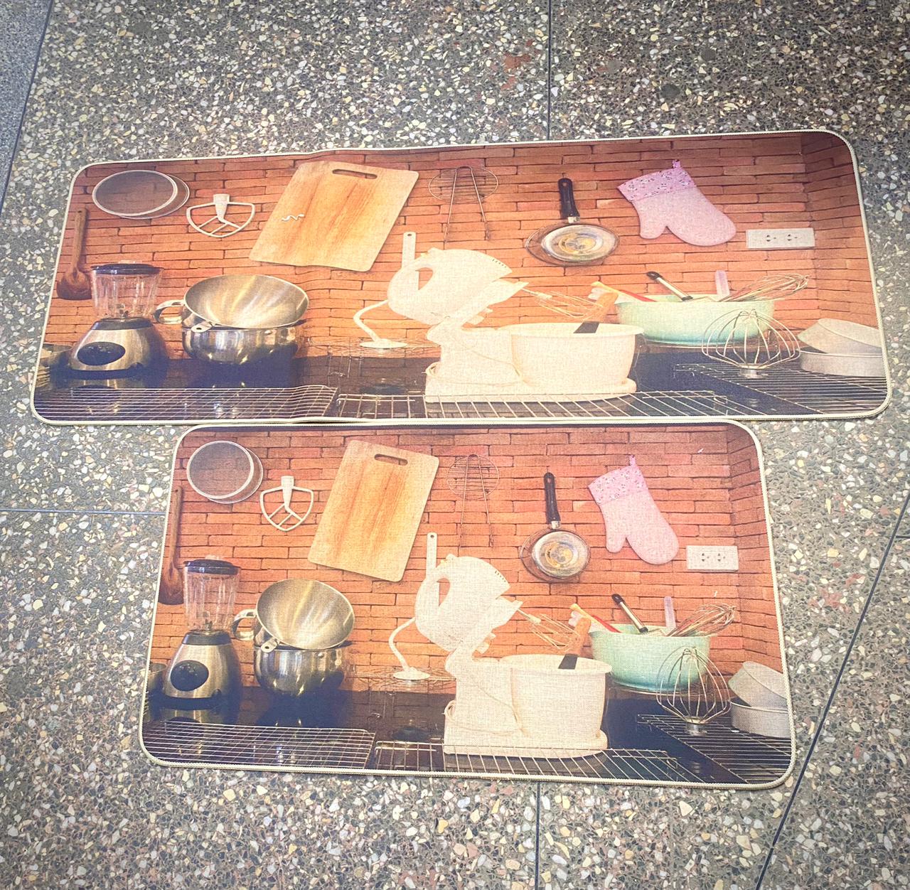 2 en 1 Tapis en caoutchouc de cuisine antidérapants