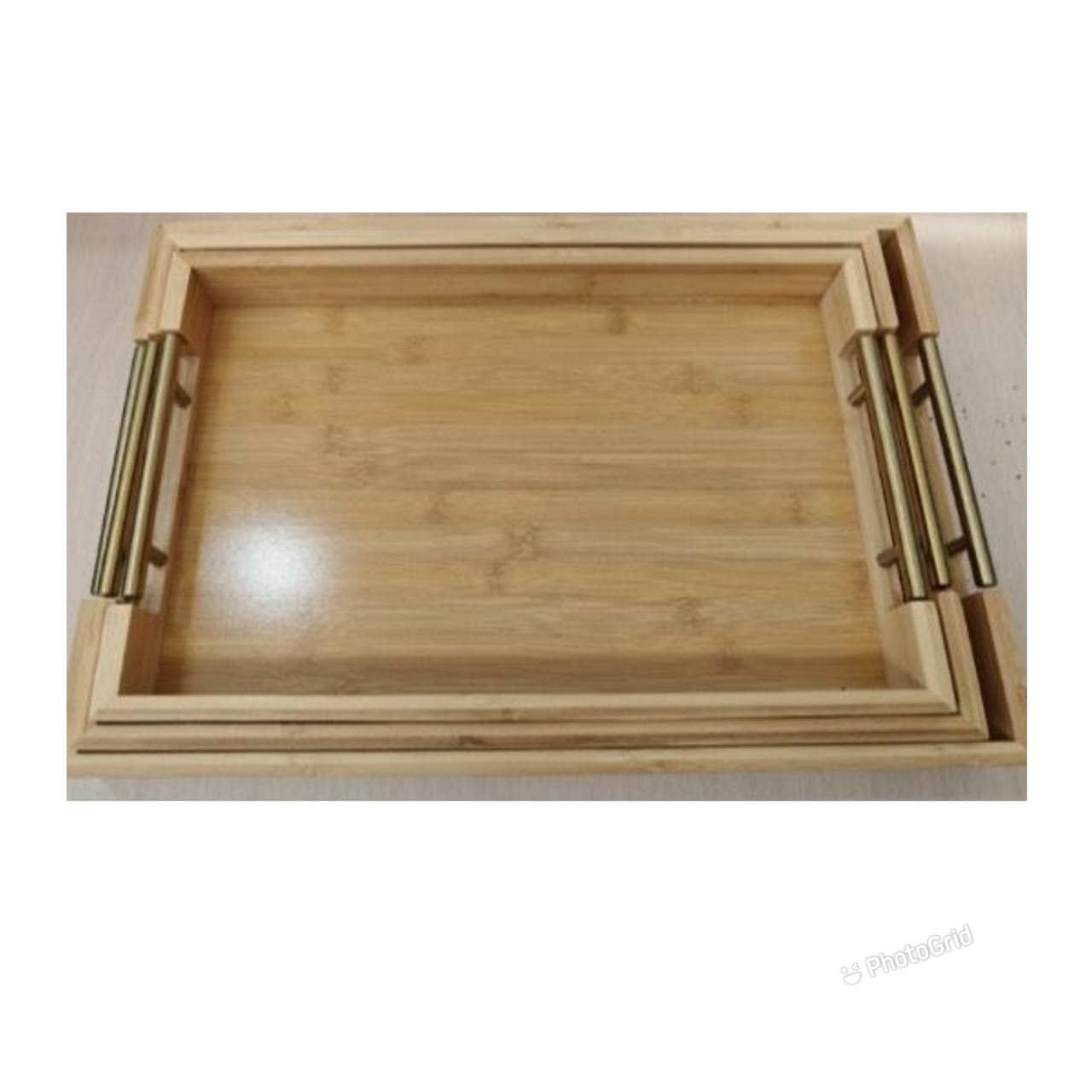 3Pc Plateaux de service en bambou NoirNov
