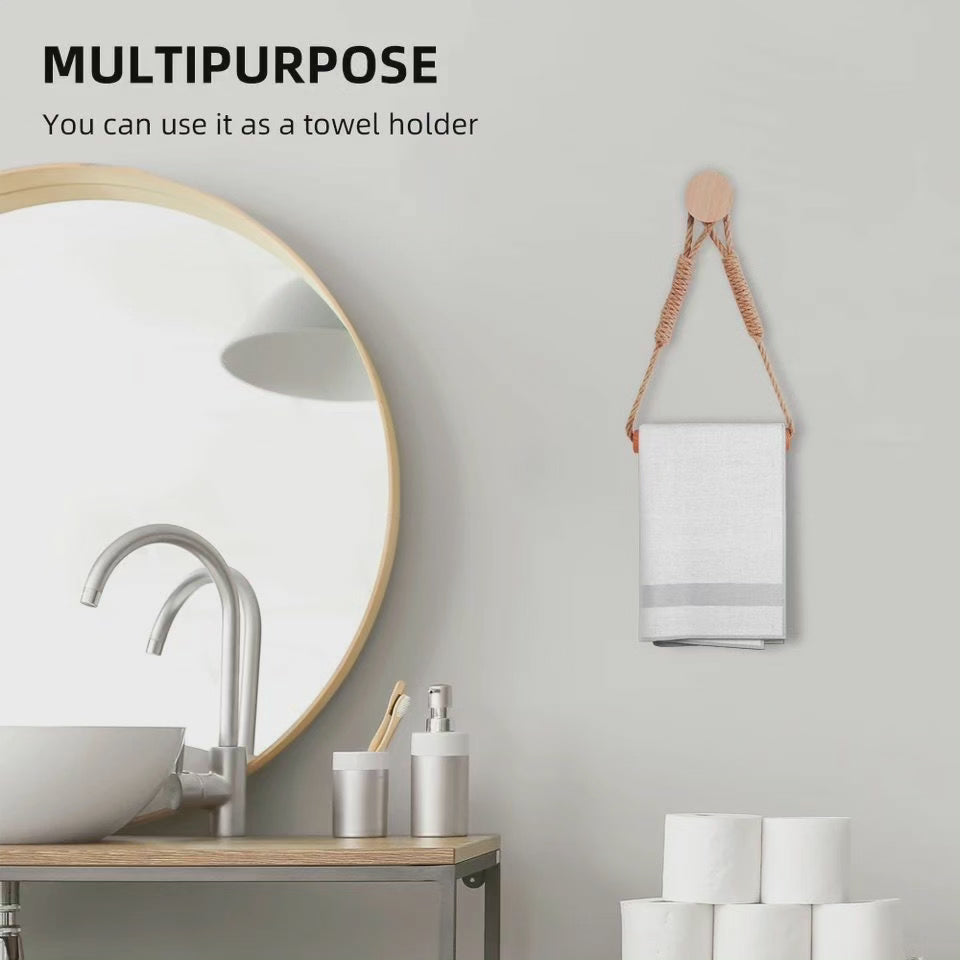 Corde avec porte-tissu en bambou
