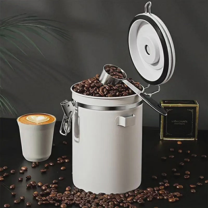 Conteneur de stockage alimentaire sous vide en acier inoxydable pour grains de café