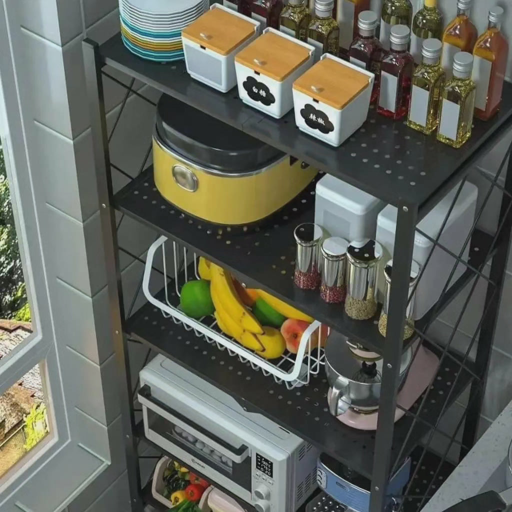 Étagère de rangement métallique pliable et mobile à 5 niveaux