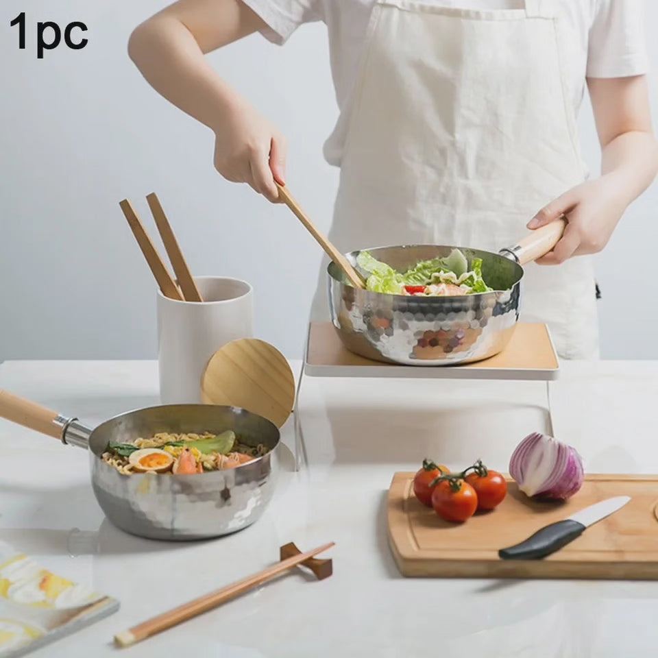 Pot à soupe de lait en aluminium de 2 litres avec poignée en bois
