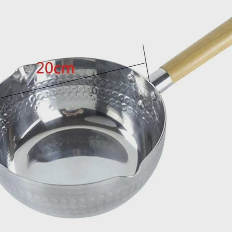 Pot à soupe de lait en aluminium de 2 litres avec poignée en bois