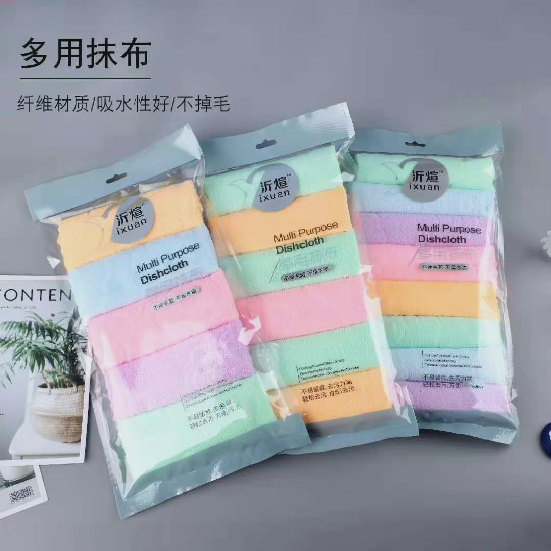 6pcs Serviettes en Microfibre Velours Corail