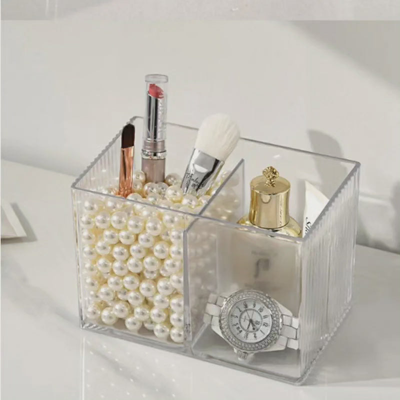 Boîte de rangement pour cotons-tiges en acrylique avec couvercle en bambou