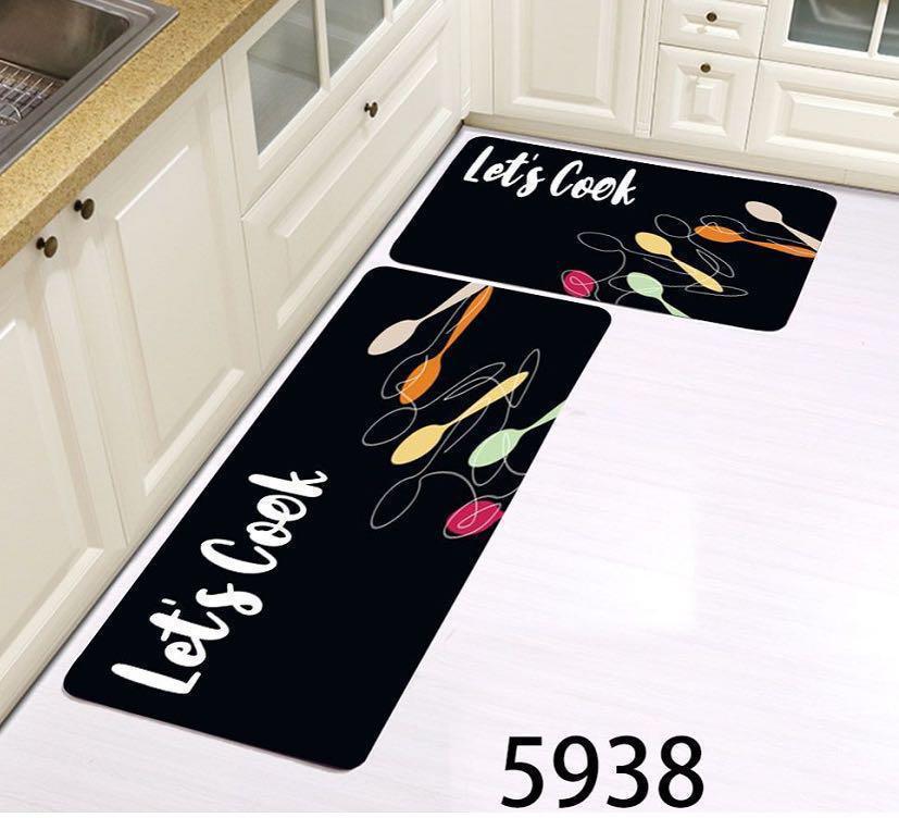 2 en 1 Tapis en caoutchouc de cuisine antidérapants