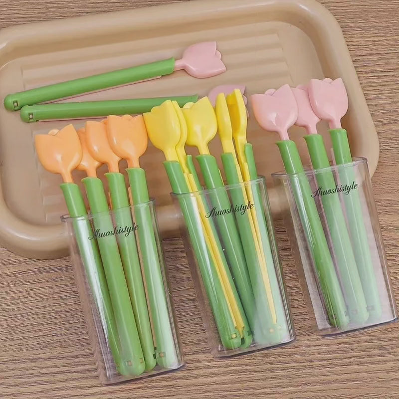 Ensemble de 5 clips de rangement alimentaire magnétiques en forme de tulipe pour réfrigérateur