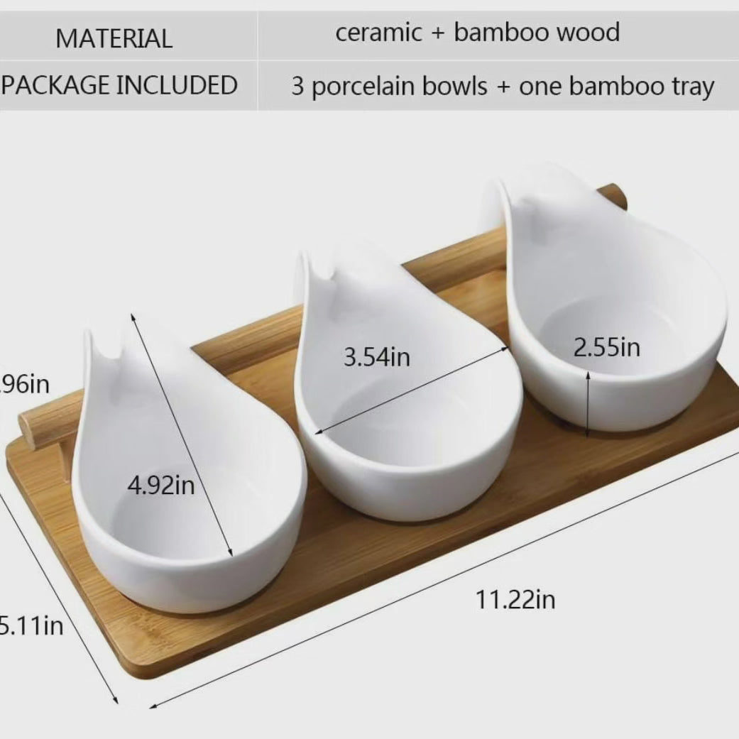 Set de 3 bols Plateau en bois de bambou
