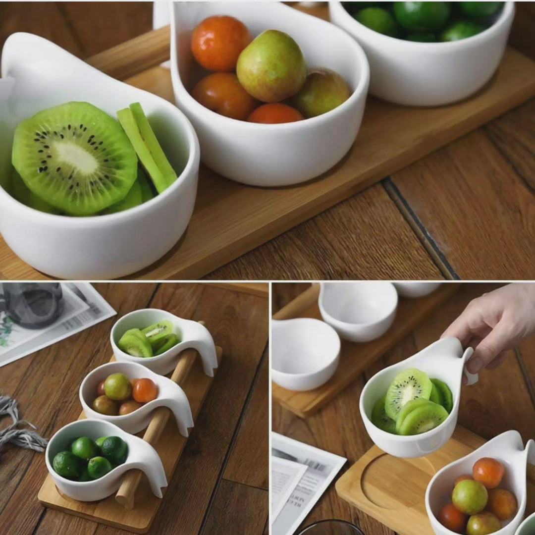 Set de 3 bols Plateau en bois de bambou