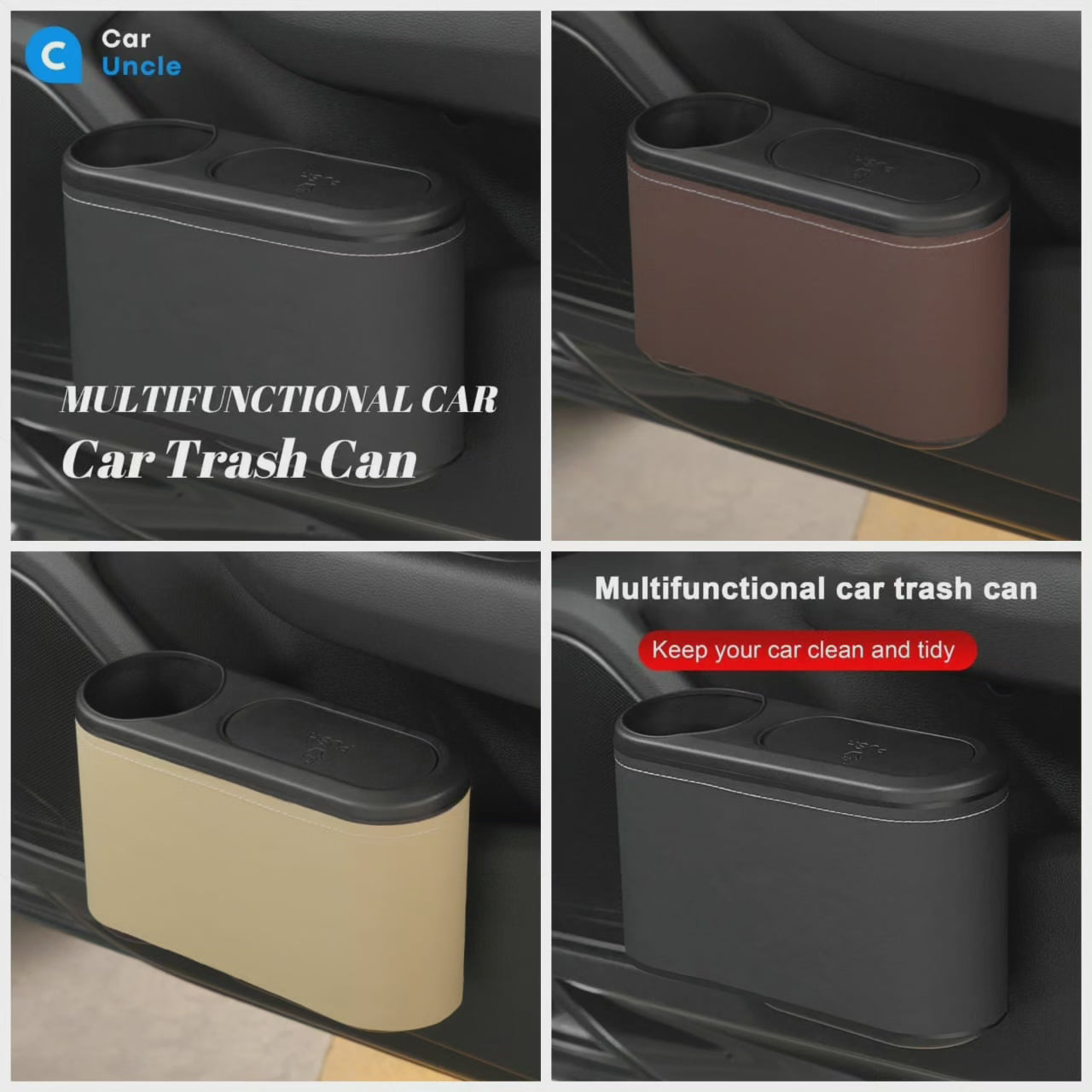 2 en 1 Poubelle de porte de voiture suspendue multifonctionnelle NoirNov