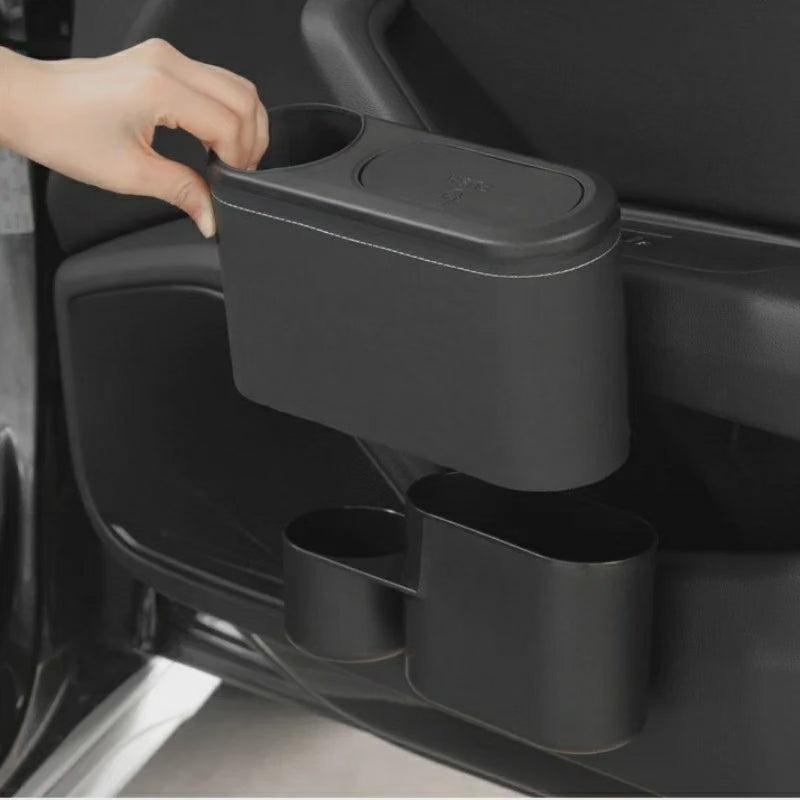 2 en 1 Poubelle de porte de voiture suspendue multifonctionnelle NoirNov