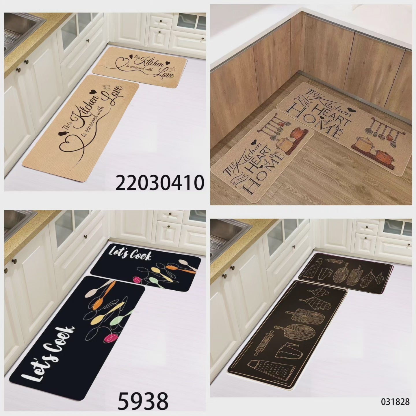 2 en 1 Tapis en caoutchouc de cuisine antidérapants