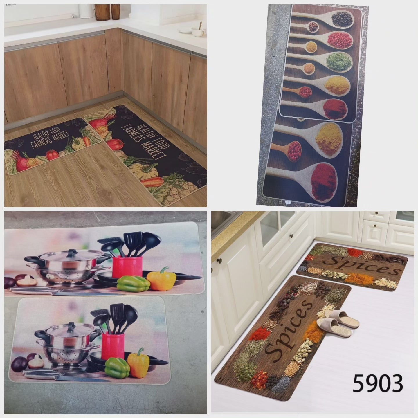 2 en 1 Tapis en caoutchouc de cuisine antidérapants