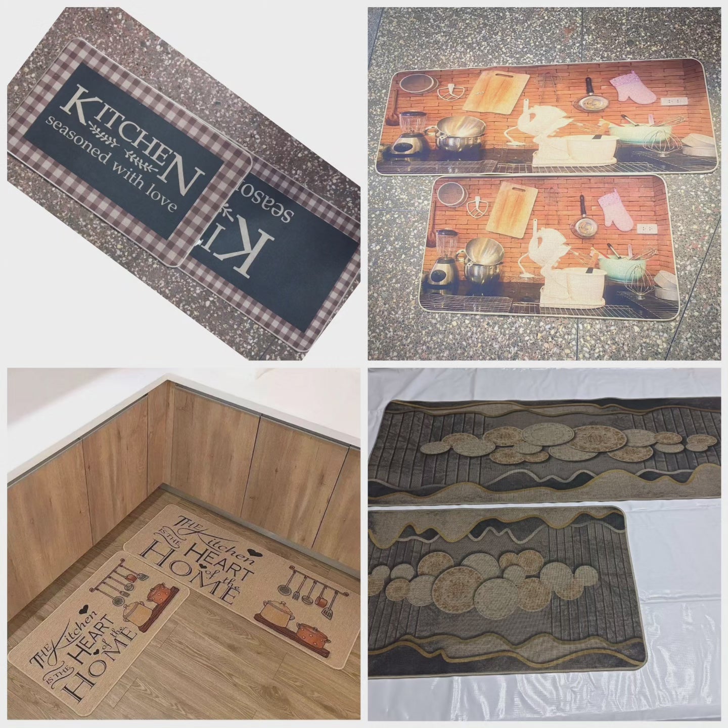 2 en 1 Tapis en caoutchouc de cuisine antidérapants