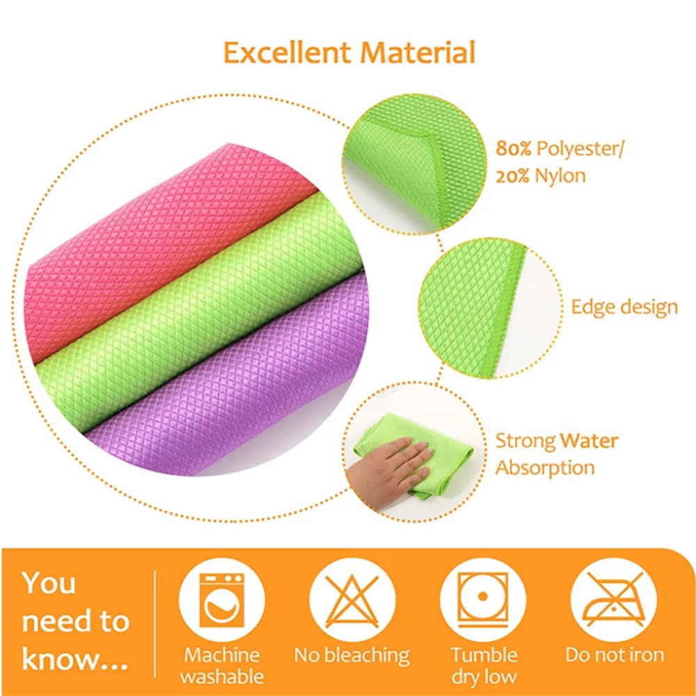 Chiffon de nettoyage en verre 5 pcs pour miroirs et fenêtres