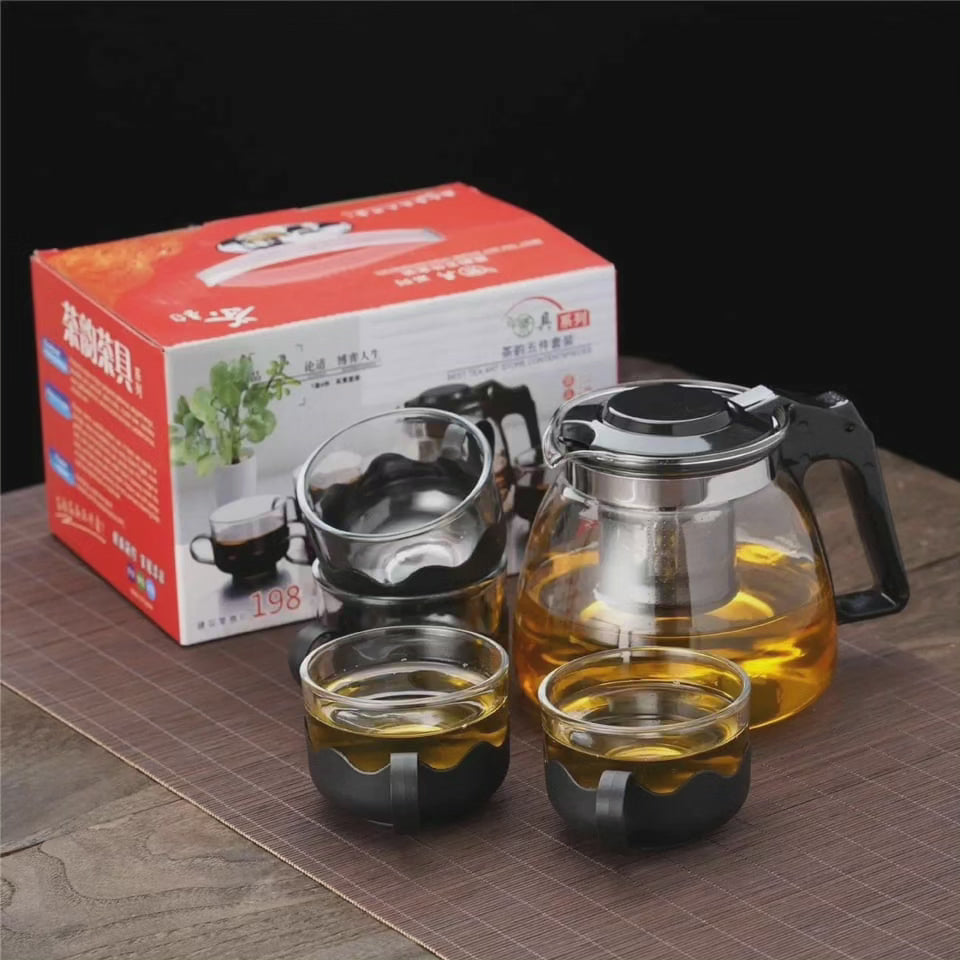 Set de thé infuseur en verre transparent résistant à la chaleur de 5 pièces