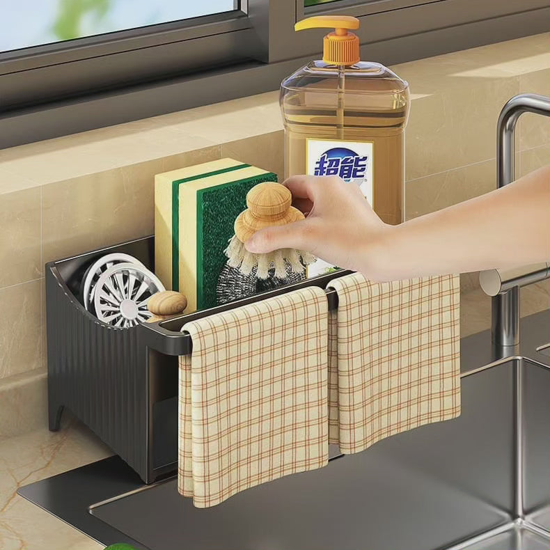 Étagère de rangement pour évier avec drainage automatique
