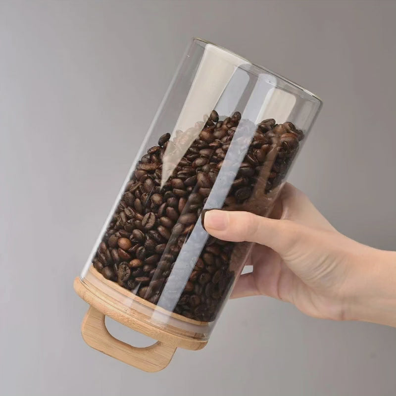 2150ml Bocal en verre borosilicate pour spaghetti avec couvercle en bambou