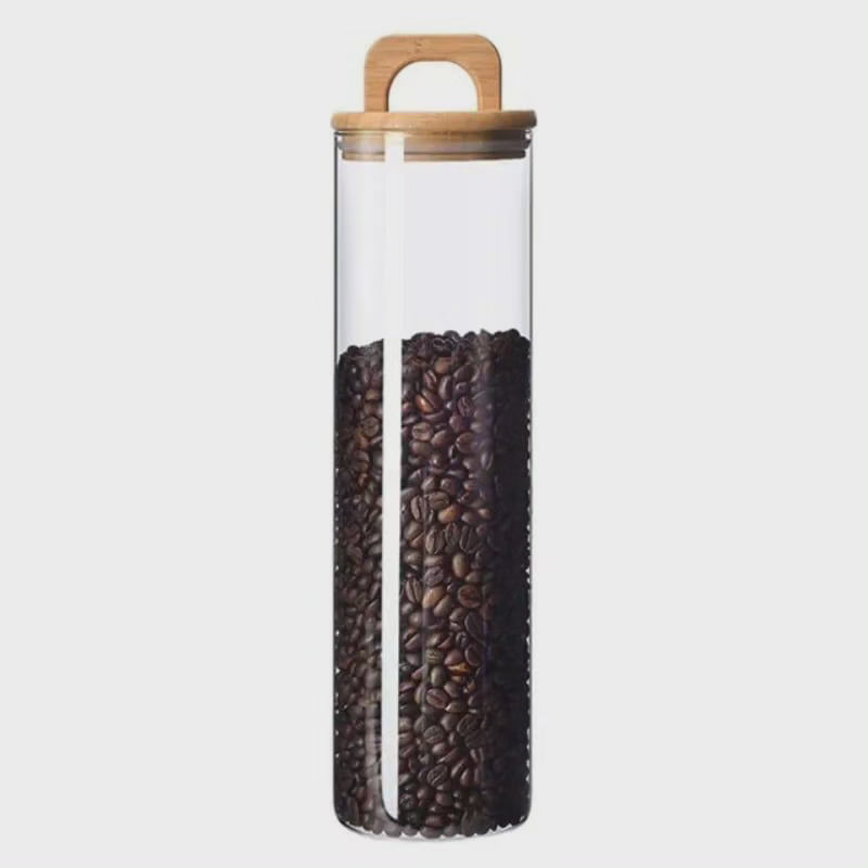 2150ml Bocal en verre borosilicate pour spaghetti avec couvercle en bambou