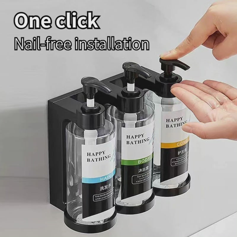 Distributeur de savon/shampooing/gel douche mural rechargeable 3 pièces Distributeur de savon mural