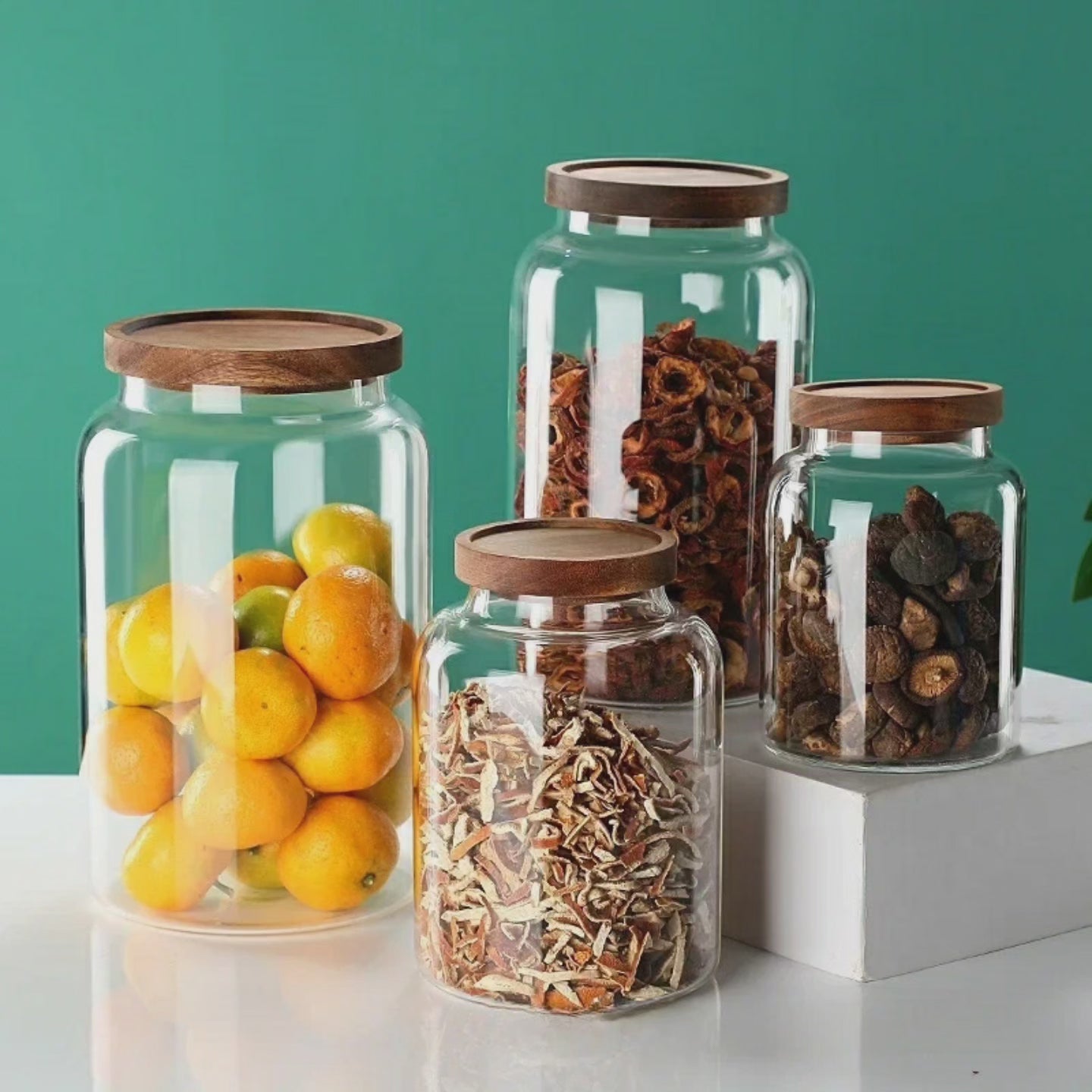 3L Acacia Couvercle Bocal de Stockage en Verre Borosilicate