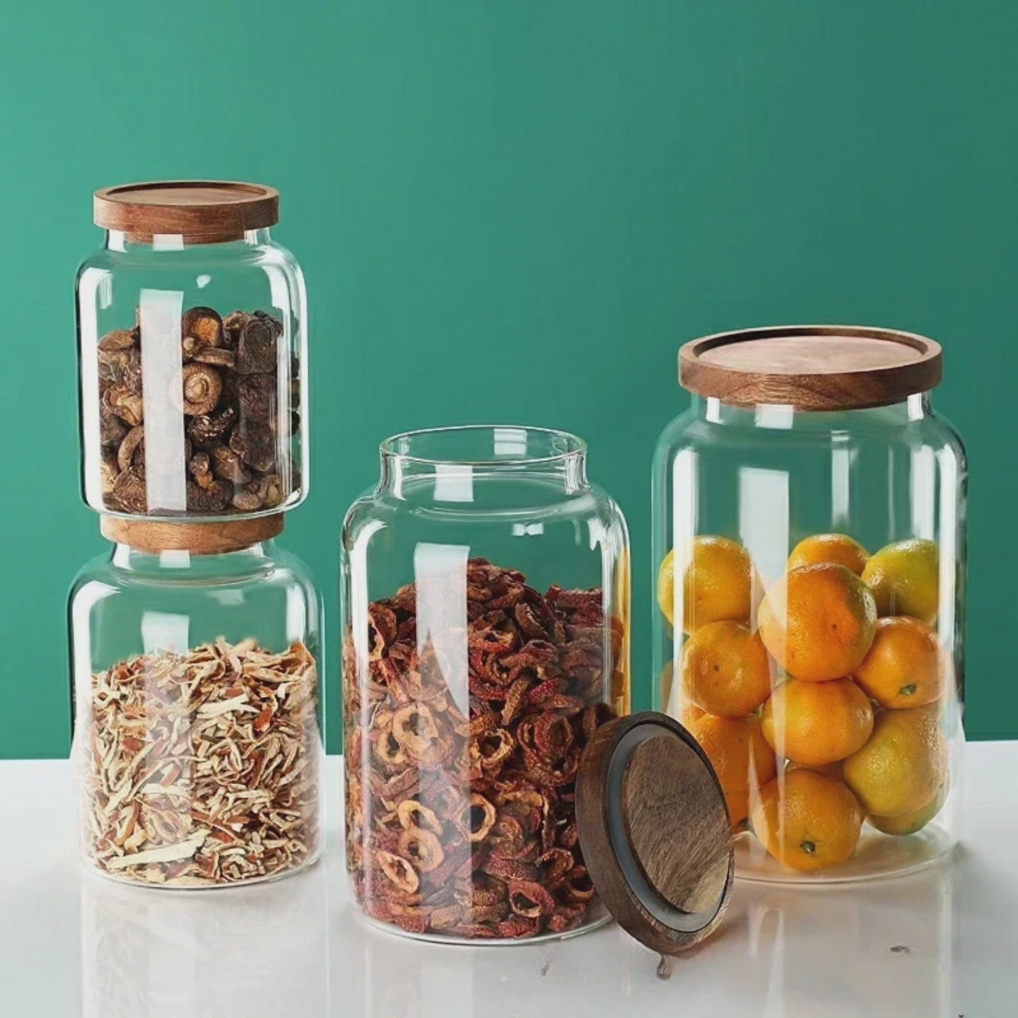 3L Acacia Couvercle Bocal de Stockage en Verre Borosilicate