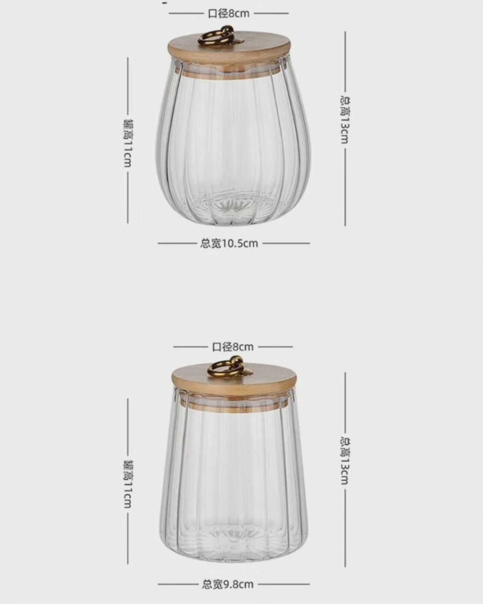 Récipients de rangement en verre avec couvercle en bambou