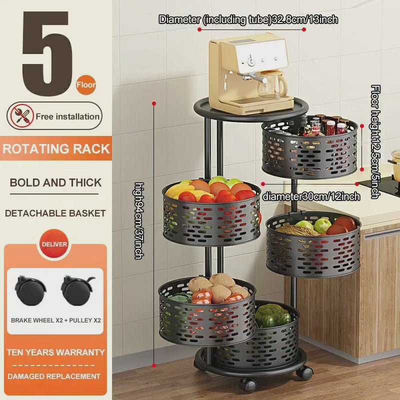 Étagère de rangement ronde à 5 niveaux robuste