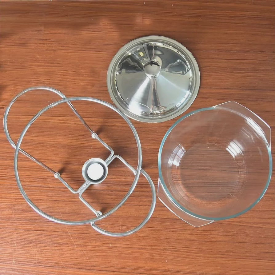 Plat de service 1 pc rond profond en verre et argent-