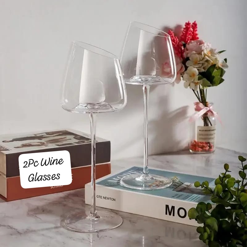 2Pc verres à vin inclinés