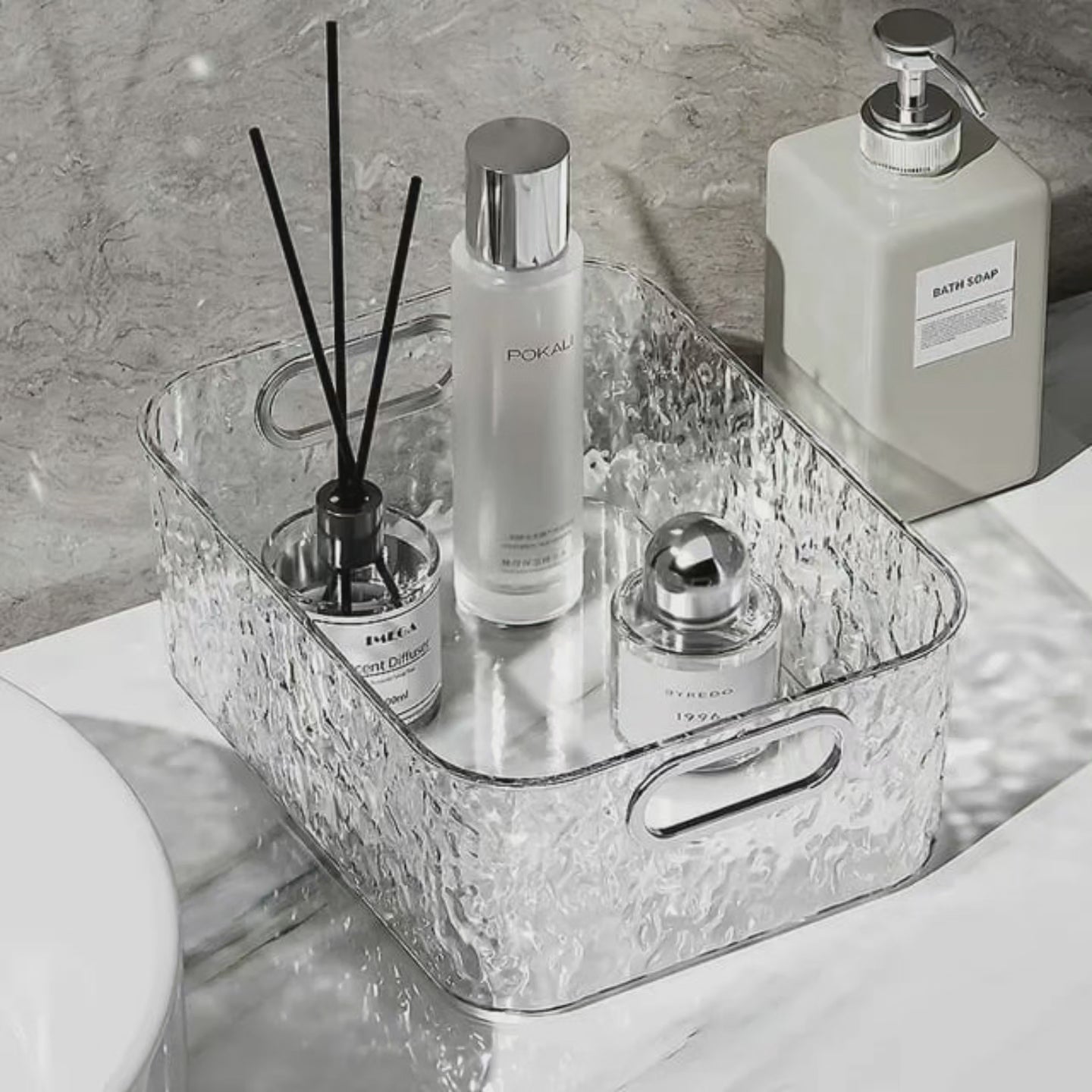 Boîte de rangement en acrylique transparent Organisateur de maquillage pour salle de bain
