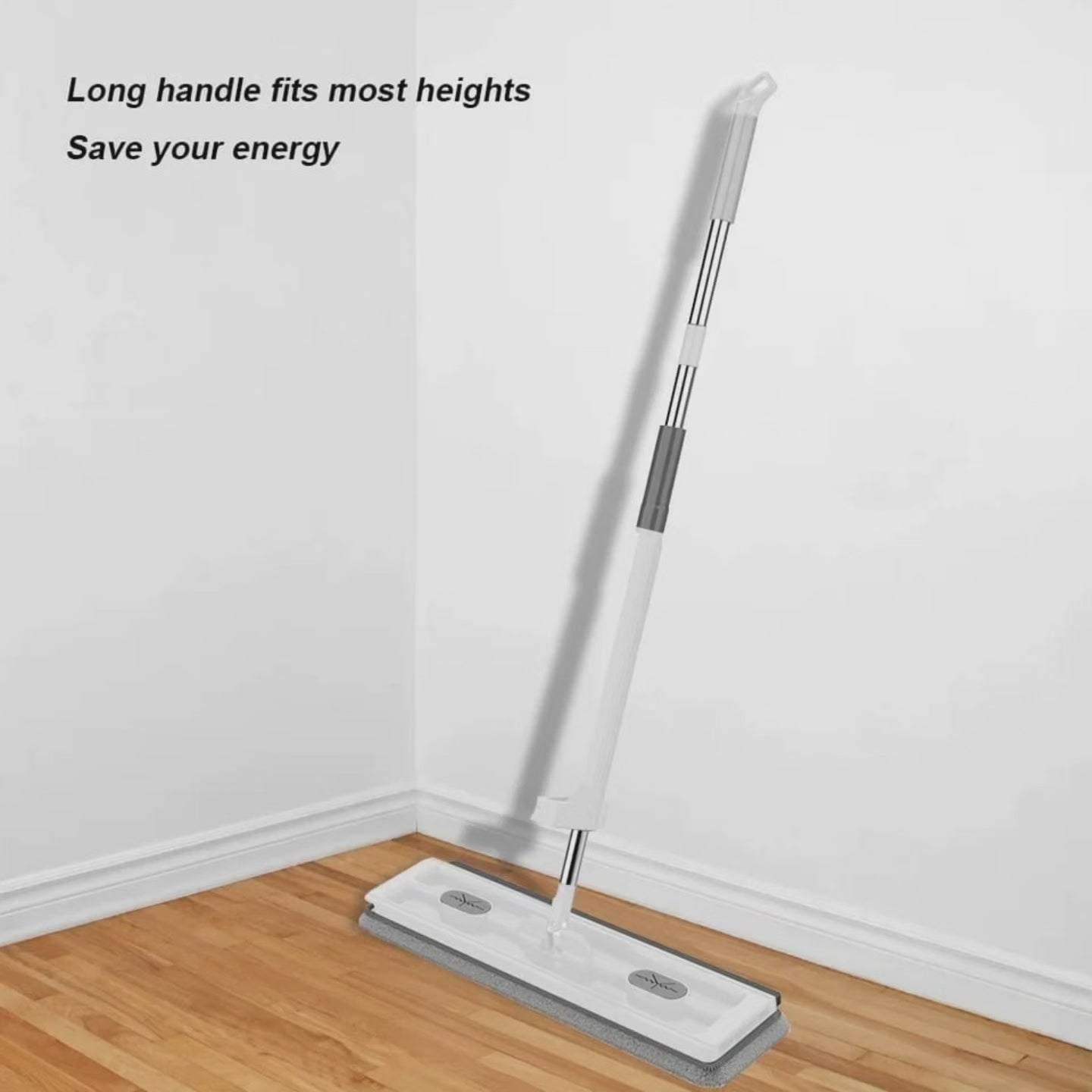 2 en 1 Mop à plat rotatif 360° avec tampons de rechange supplémentaires