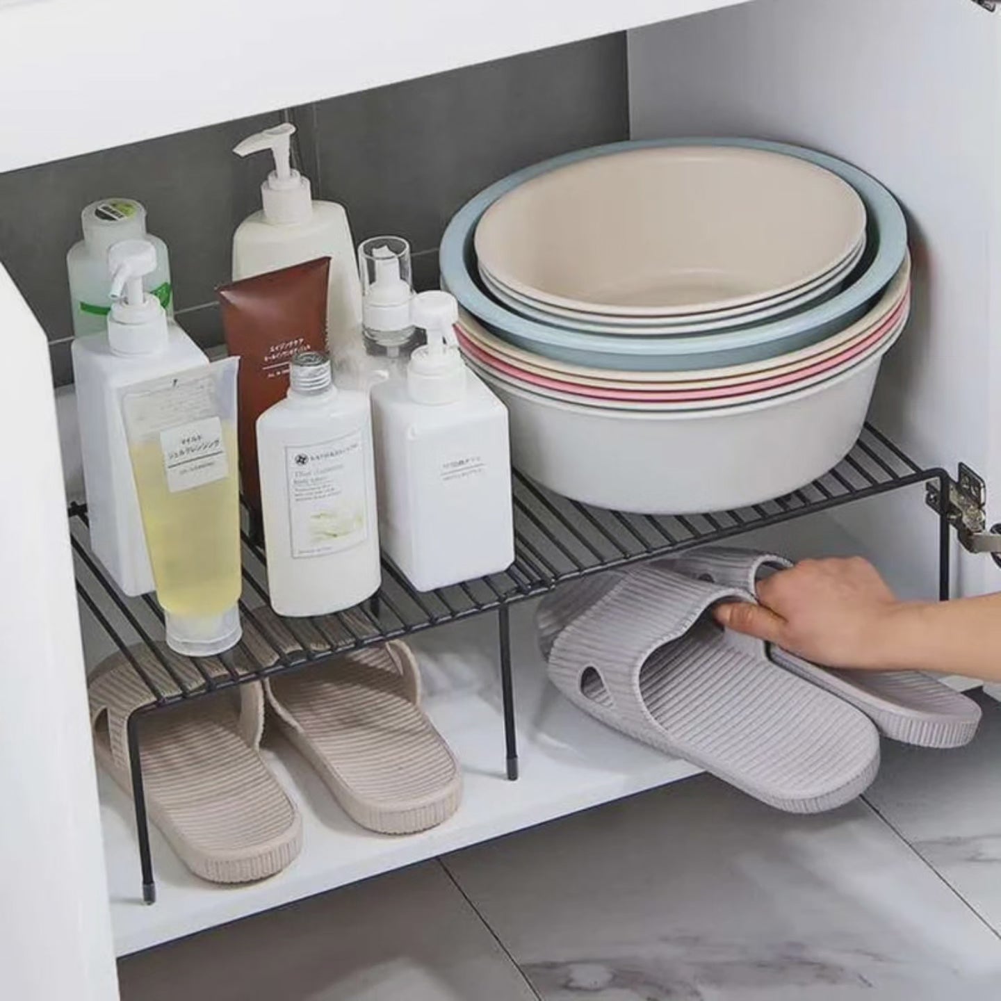 Étagère de rangement pour évier réglable